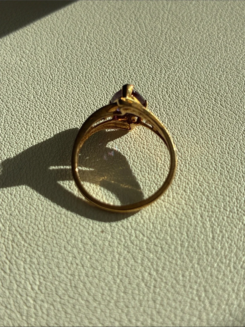 Kay Jewelers Gold Ring with Trillion Deep Red Stone